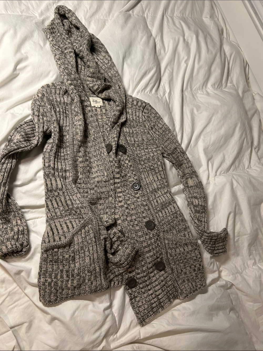 Effeci Knit Hooded Cardigan - Gray Marled